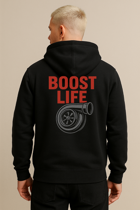 Boost Life Hoodie – JDM Streetwear Design, Turbo Motiv, Neon Car Culture Pullover