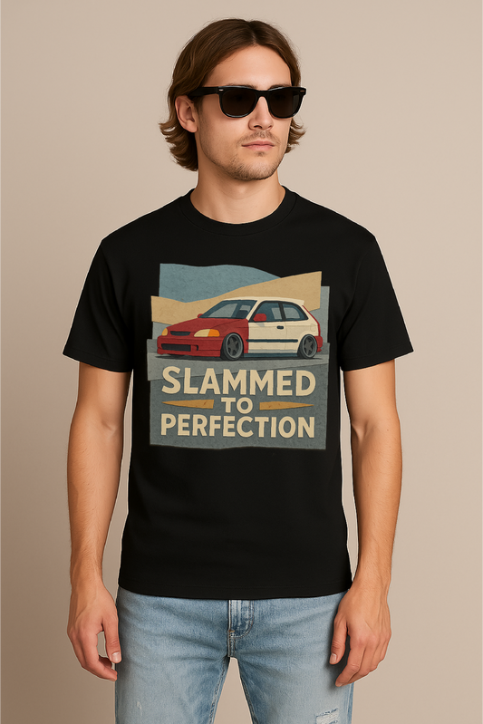 Slammed to Perfection – 90s JDM Hatchback T-Shirt