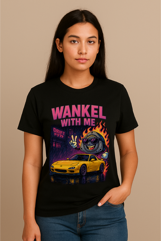 Wankel With Me – Neon Rotary Drift T-Shirt