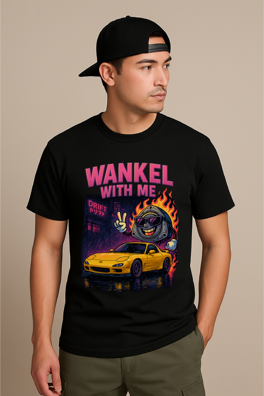 Wankel With Me – Neon Rotary Drift T-Shirt